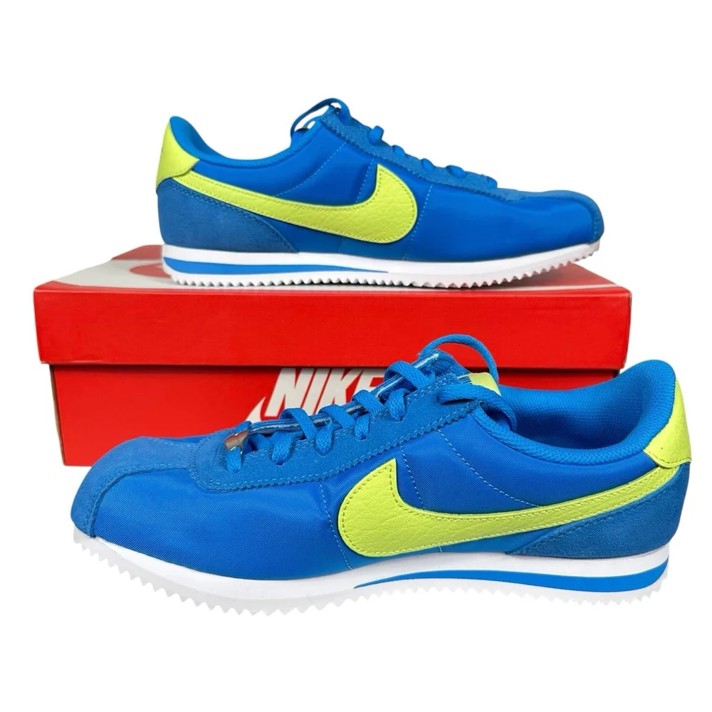 Nike Cortez Blue and Lime Green Retro Sneakers